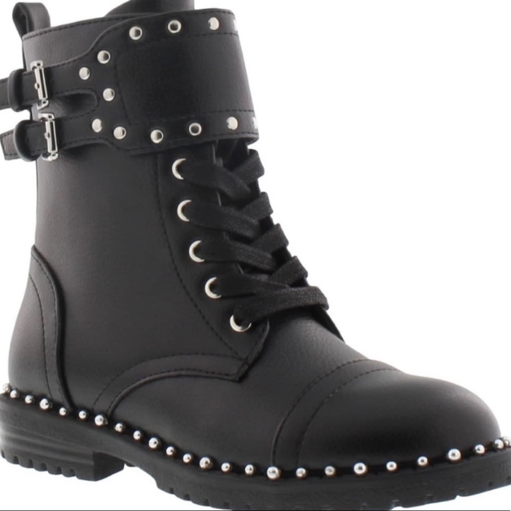 Kids' Sam Edelman Polly Jennifer Studded Combat Boot In Black